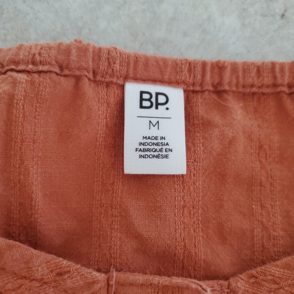 BP. Swiss Dot Ruched Puff Sleeve Top Rust Orange Size M - Picture 6 of 9